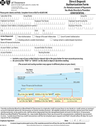 free tennessee direct deposit form pdf 85kb 2 page s