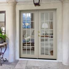 Jeld Wen 60 In X 80 In W 2500 Desert Sand Clad Wood Right Hand 15 Lite French Patio Door W Stained Interior Thdjw221900188 The Home Depot French Doors Patio French Doors Exterior Patio Doors