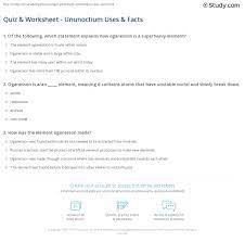 Quiz Worksheet Ununoctium Uses Facts Study Com