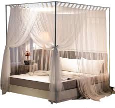 Canopy bed tent full size curtains breathable charcoal cottage reducing light. Amazon Com Mengersi Simple 4 Corners Post Curtain Bed Canopy Bed Frame Canopies Net Bedroom Decoration Accessories King White Home Kitchen