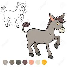 Burro coloring page from donkeys category. Coloring Page Color Me Donkey Little Cute Donkey Stands And Smiles Royalty Free Cliparts Vectors And Stock Illustration Image 56471751
