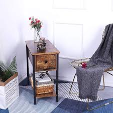 What's the difference between an accent table and end table? Hoobro Side Table Stable And Sturdy Construction Wood Look Accent Furniture With Metal Frame 2 Tier Nightstand With Drawer Greige And Black Bg04bz01 Narrow End Table For Small Spaces Furniture Kolenik Accent Furniture