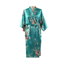 Sixcup Long Kimono Dressing Gown Floral Peacock Maxi Kimono Cardigan Robe For Women Wedding Girls Bonding Party Pyjamas Pjs Sleepwear For Bride Wedding Party Clothing Dressing Gowns