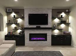 Tv room ideas with fireplace. Floating Shelves And Cabinets Trendy Living Rooms Living Room With Fireplace Living Room Tv Wall