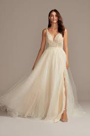 Galina Signature For David S Bridal Wedding Dresses By Season Illusion Wedding Dress Petite Wedding Dress A Line Wedding Dress
