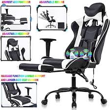 Pc Gaming Chair Ergonomic Racing Heavy Duty Office Chair Video Game Chair Massage Function Lumba Heavy Duty Office Chair Home Office Chairs White Office Chair
