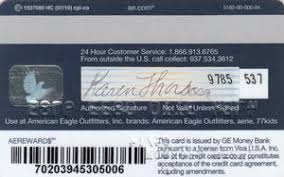 American eagle outfitters is a clothing and accessories retailer that was founded unlike the american eagle visa, the aeo credit card is not affiliated with any major payment network. Bank Card American Eagle Outfitters Ge Money Bank United States Of America Col Us Vi 0401