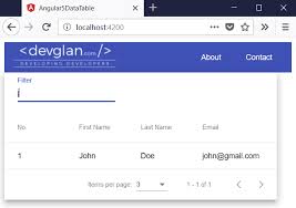 Angular Material Data Table Example Devglan