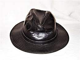 Byrnes Baker Men S Genuine Black Leather 7 1 2 Medium Fedora Hat Usa Guc Byrnesbaker Fedora Hats For Men Mens Fedora Baker Man
