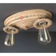 Historic Houseparts Inc Antique Polychrome 2 Light Ceiling Fixture Circa 1920