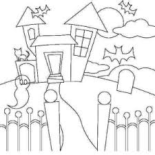 Classic house coloring page for free. Hideous Monster House With Ghost And Cat In Haunted House Coloring Page Kids Play Color