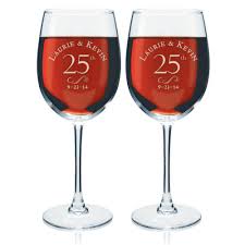 A 25th anniversary silver plate. 25th Anniversary Personalized Wine Glass Set