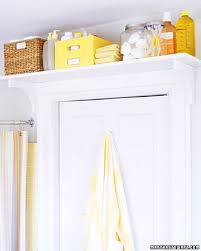 Make Space For Supplies Over The Bathroom Door Use Wood Screws To Secure A Pair Of Wooden Small Space Storage Solutions Small Space Storage Home Organization