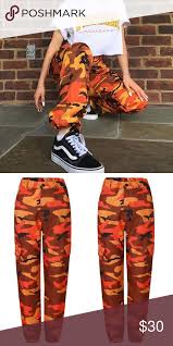 Black And Orange Cargo Pants Orange Crop Top Camouflage Jogger Cargo Pants Set Orange Crop Top Cargo Pants Crop Tops