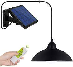 Solar Lights Outdoor Led Powered Security Pendant Light With Remote Control Ip65 16 4ft Cord Outdoor Lights With Adjustable Solar Panel For Garden Patio Porch Home Lighting Cool White Amazon Com