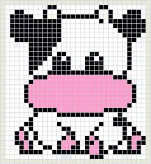 Cow Cross Stitch Pixel Art Pattern Kawaii Cross Stitch Perler Bead Art