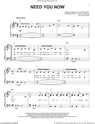 A Need You Now Sheet Music For Piano Solo Pdf Interactive