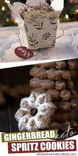 Happy Gingerbread Season These Easy Keto Gingerbread Spritz Cookies Are Delicious And Fun And Ma Spritz Cookies Low Carb Recipes Dessert Low Carb Gingerbread