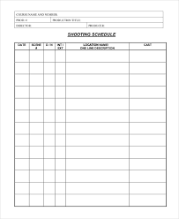 The whole concept is the same and has remained the same ever since. Shooting Schedule Template 13 Free Word Pdf Document Downloads Free Premium Templates