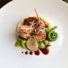 Roast Quail Truffle Cauliflower Fiddle Heads Broad Beans And Truffled Jus Quail Recipes Roasted Quail Fine Dining Recipes