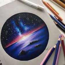 Galaxy Sunset Drawing Zeichnung Ideen Bleistift Zeichnungen Bunte Zeichnungen