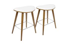 The chi counter stool, brushed gold base is ideal for any modern room. Saddle 26 Mid Century Modern Counter Stools Set Of 2 In Walnut And White By Lumisource