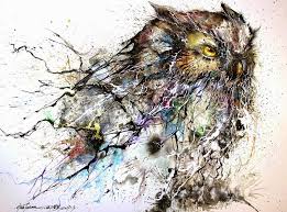Ink Nightowl Hua Tunan Traditional 2013 R Art Owl Painting Owl Art Owl Illustration