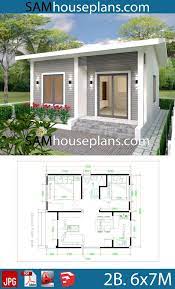 The master bedroom is usually found on the main floor with the other bedrooms located upstairs. House Plans 6x7m With 2 Bedrooms Sam House Plans Simple House Design House Design Small House Design Plans