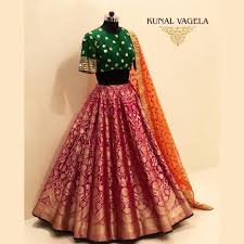 Shop In 2020 Pink Bridal Lehenga Indian Bridal Outfits Lehnga Dress Red and golden color kids silk lehenga with peacock border and lotus design embellished all over. pinterest