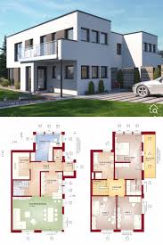 Doppelhaushalfte Grundriss Modern Mit Flachdach Architektur Im Bauhausstil 5 Zimmer Ca 140 Qm 2 Vollgeschosse Doppelhausplane Bauhausstil Haus Grundriss