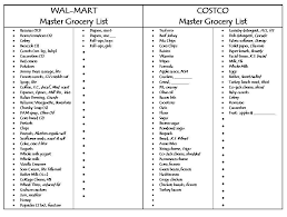 Master Grocery List Walmart And Costco From Charts Lists