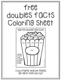 Practice Adding Doubles Facts With This Free Popcorn Themed Coloring Page Doubles Facts Math Doubles Math Pages