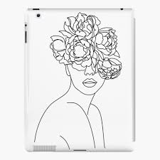 Flower Head Peony Face Portrait Woman Line Drawing One Line Art Female Line Art Minimalist Astract Black And Wite Flower Girl Fashi Art Line Art Drawings