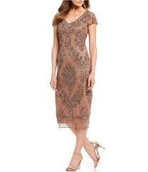 Beaded V Neck Cap Sleeve Midi Length Sheath Dress Dresses Sheath Dress Short Dresses