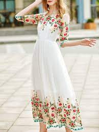 Check spelling or type a new query. White Gauze Flowers Embroidered Dress Flower Embroidered Dress Beauty Dress Pretty Dresses