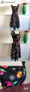 Vintage R K Original Dress Black Floral Flower Black Floral Colorful Dresses Black Dress