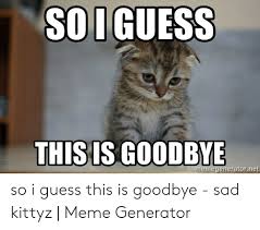 Sing along with kanye west and make a living meme out of the late abe vigoda and james lipton. Soi Guess This Is Goodbye Memegeneratornet So I Guess This Is Goodbye Sad Kittyz Meme Generator Meme On Me Me