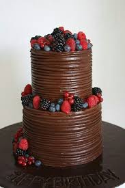 2 Tier Triple Chocolate Cake With Berries Birthday Cake Chocolate Cake Desserts