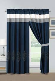 Get it as soon as wed, jan 27. Hg Station 4 Pc Colton Royal Floral Damask Embroidery Curtain Set Navy Blue Gray Off White Valance Drape Sheer Liner