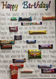 40th Birthday Gift Ideas For Brother Uk A Close Up Of The Card Looks Yummy Candy Birthday Cards Unique Birthday Gifts Birthday Gifts For Brother