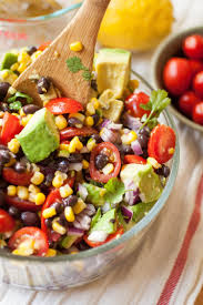 Black Bean Corn Tomato Salad Calories Summer Corn Avocado Black Bean Salad Recipe Vegetarian Recipes Summer Salads Healthy Recipes