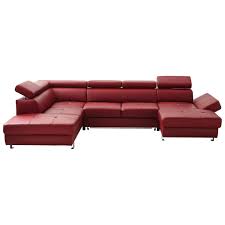 Stylife Wohnlandschaft Rot Kombination Echtlederlederlook Lederlook