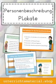 Personenbeschreibung Plakate In 2020 Personenbeschreibung Grundschule Vokabeln Lernen