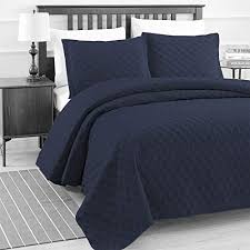Choose from a great range of throws, blankets & bedspreads. Basic Choice 3 Piece Oversized Quilted Bedspread Coverlet Set Navy Blue Full Queen Buy Online At Best Price In Uae Amazon Ae