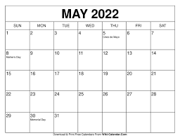 May 2022 Calendar In 2020 Calendar Template Calendar 2020 Calendar Template