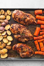 Sheet Pan Balsamic Chicken With Potatoes And Carrots This Tasty Easy Sheet Pan Balsamic Chic Sheet Pan Meals Chicken Carrot Recipes Sheet Pan Recipes