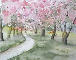 Baumblute Aquarell Original 24 X 30 Cm Aquarell Aquarellbilder Aquarell Malen