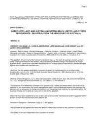 5l the thing might never be used it might be destroyed by accident or it might be scrapped or in model mediation for classroom use. Grant Appellant And Australian Knitting Mills Reported Case Studocu