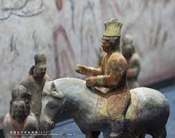 游猎出行彩绘陶俑北魏太和元年山西大同雁北师院宋绍祖夫妇墓出土大同市博物馆藏painted pottery figure 477 unearthed from yanbei normal university datong shanxi