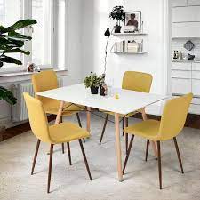Furniturer Scargill Yellow Fabric Dining Chair Set Of 4 Scargill Yellow The Home Depot Cheap Dining Chairs Fabric Dining Chairs Cheap Dining Room Chairs